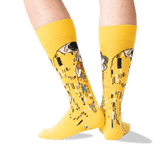 Men's Klimt's The Kiss Socks in Yellow Front thumbnail