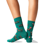 Womens Christmas Dachshunds Socks in Pine Front