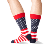 Men's Flag Crew Socks in Red Front