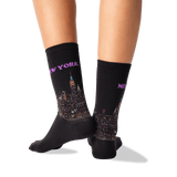 Women's New York Crew Socks in Black Front