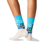 Women's Chicago Crew Socks in Light Blue Front