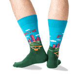 Men's Boston Crew Socks in Turquoise Front thumbnail