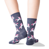 Women's Unicorn Crew Socks in Denim Front thumbnail