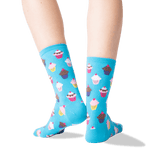 Women's Cupcakes Crew Socks in Light Blue Front