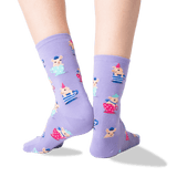 Women's Teacup Pigs Crew Socks in Lavender Front