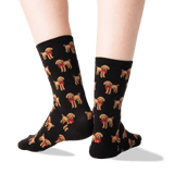 Women's Poodle and Bow Socks in Black Front thumbnail