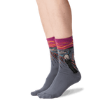 Womens Munchs The Scream Socks in Cranberry Front