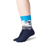 Women's Hokusai's Great Wave Socks in Marine Front