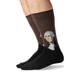 Men's George Washington Crew Socks in Brown Front thumbnail