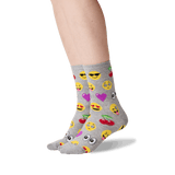 Womens Emoji Crew Socks in Sweatshirt Gray Front