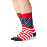 Men's Flag Crew Socks in Red Front