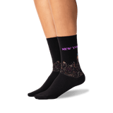 Women's New York Crew Socks in Black Front thumbnail