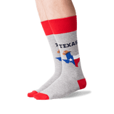 Men's Texas Crew Socks in Sweatshirt Gray Front thumbnail