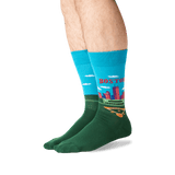 Men's Boston Crew Socks in Turquoise Front
