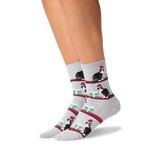 Women's Christmas Cats Crew Socks in Sweatshirt Gray Front thumbnail