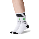 Women's Oh Kale No Crew Socks in White Front