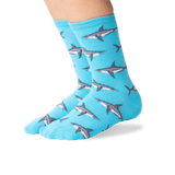 Kid's Great White Sharks Socks in Aqua Front thumbnail