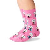 Kid's Gumballs Crew Socks in Pink Front