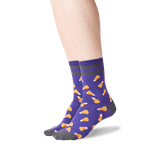 Women's Candy Corn Crew Socks in Purple Front thumbnail