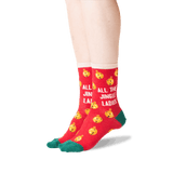 Women's All The Jingle Ladies Socks in Red Front thumbnail