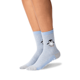 Women's Penguin Crew Socks in Blue Heather Front thumbnail
