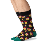 Men's Santa Smile Emoji Socks in Black Front thumbnail