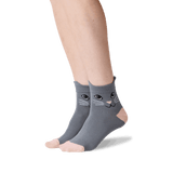 Women's Cat Ears Anklet Socks in Gray Front